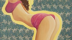 Woman ass lingerie brunettes panties artwork