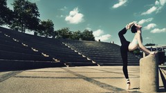 Woman ass outdoors brunettes pantyhose ballet shoes 