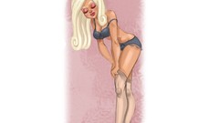 Woman ass pin legs stockings blondes panties artwork