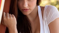 Woman ass pussy white dress models boobs Elizabeth Marx Babes 