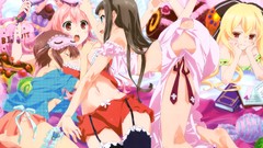 Woman ass red eyes stockings blondes pink hair long hair 