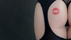 Woman ass stockings kissing