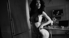 Woman ass stomach navel monochrome legs brunettes nipples 