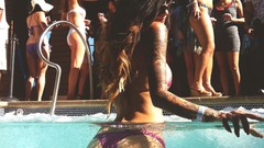 Woman ass sunglasses tattoos nude bikini swimming pools