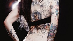 Woman ass tattoos lingerie brunettes