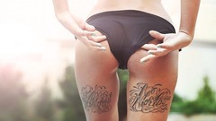 Woman ass tattoos models panties