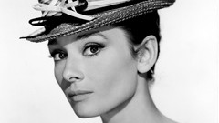 Woman Audrey Hepburn brunettes legend Simple Background