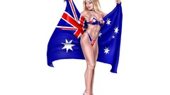 Woman Australia Flags drawings blondes soft shading
