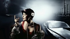 Woman automobile blondes brunettes models bra