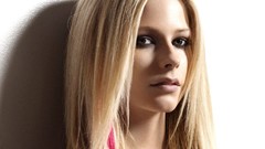 Woman Avril Lavigne blondes white wall