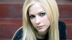 Woman Avril Lavigne faces blondes blue eyes