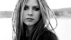 Woman Avril Lavigne grayscale
