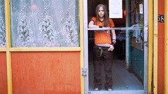 Woman Avril Lavigne t-shirts blondes blue eyes singers musicians