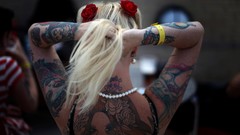 Woman back blondes tattoos