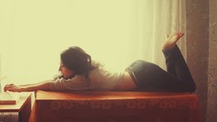 Woman back brunettes models Sandy Manase