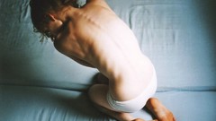 Woman back pants couch skinny