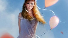 Woman Balloons digital art flower crowns