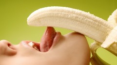Woman bananas licking