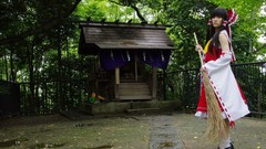 Woman bangs hakurei reimu touhou miko cosplay video games 