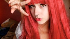 Woman bangs models redheads orange eyes pierced nose