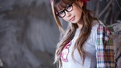 Woman bangs simply girls with glasses upscaled Heo Yun Mi