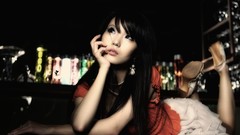 Woman bar asians long hair bangs models black hair lying down 