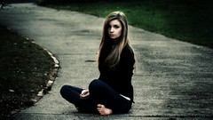 Woman barefoot brunettes legs crossed