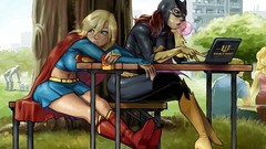 Woman Batgirl superheroes dc comics artwork supergirl high heels