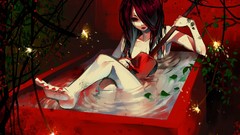 Woman bath legs anime girls redheads nude original characters