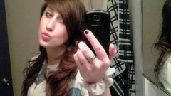 Woman bathroom redhead self shot duck face