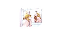 Woman bathroom reflections blondes mirrors minimalistic Simple 