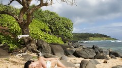 Woman Beaches blondes lingerie brunettes nude bikini top