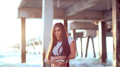 Woman Beaches blondes long hair brunettes models bikini Jessica