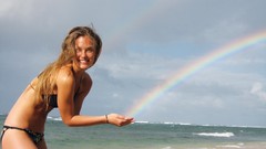 Woman Beaches blondes smiling rainbows models bikini bar 