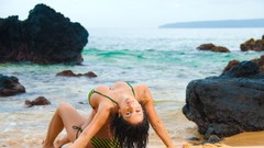 Woman Beaches denise milani cleavage bikini huge boobs