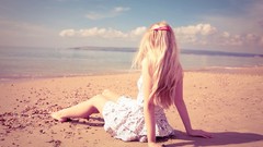 Woman Beaches legs blondes teen skyscapes