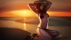 Woman Beaches lingerie artwork soft shading