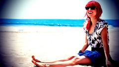 Woman Beaches sunglasses hayley williams smiling lomo redheads 