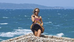 Woman Beaches sunglasses panties upskirt