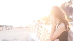 Woman Beaches sunlight