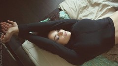 Woman beds brunettes boobs Russians