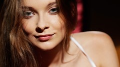 Woman beds lingerie blue eyes brunettes models nude Met-Art 