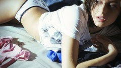 Woman beds Olga models black hair underwear Emanuele Ferrari 