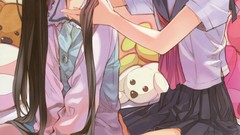 Woman beds skirts pajamas long hair brunettes short hair black 