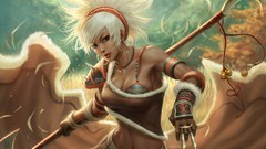 Woman Bells monk blondes artwork polearm
