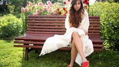 Woman bench brunettes W4B magazine Nika (W4B)