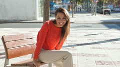 Woman bench outdoors brunettes Met-Art magazine Lorena B