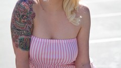 Woman Bicycles blondes tattoos Lynn Pops