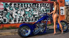 Woman biker widescreen models