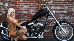 Woman biker widescreen models